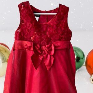 Holiday Editions Girl's Sleeveless Red Floral Dress